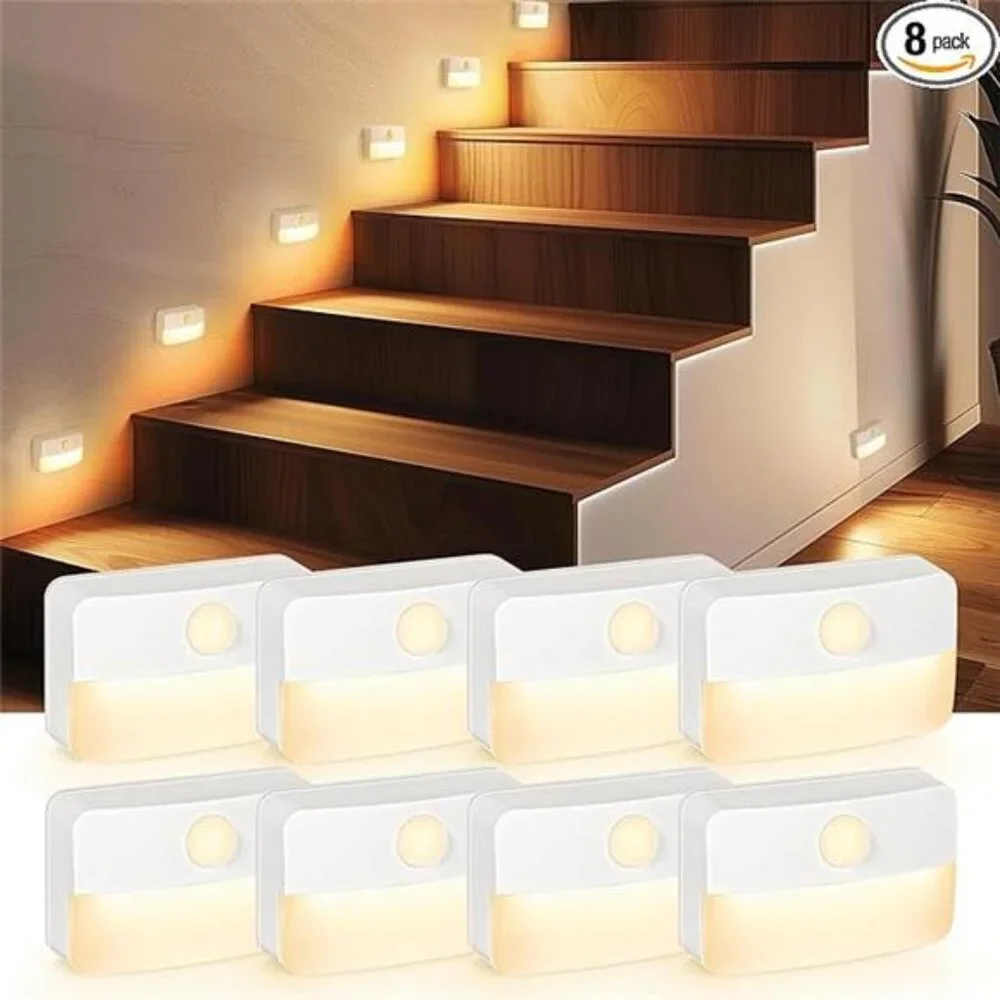 Motion Sensor Stair Light for Indoor Battery Operated Closet Lights Portable 8PK